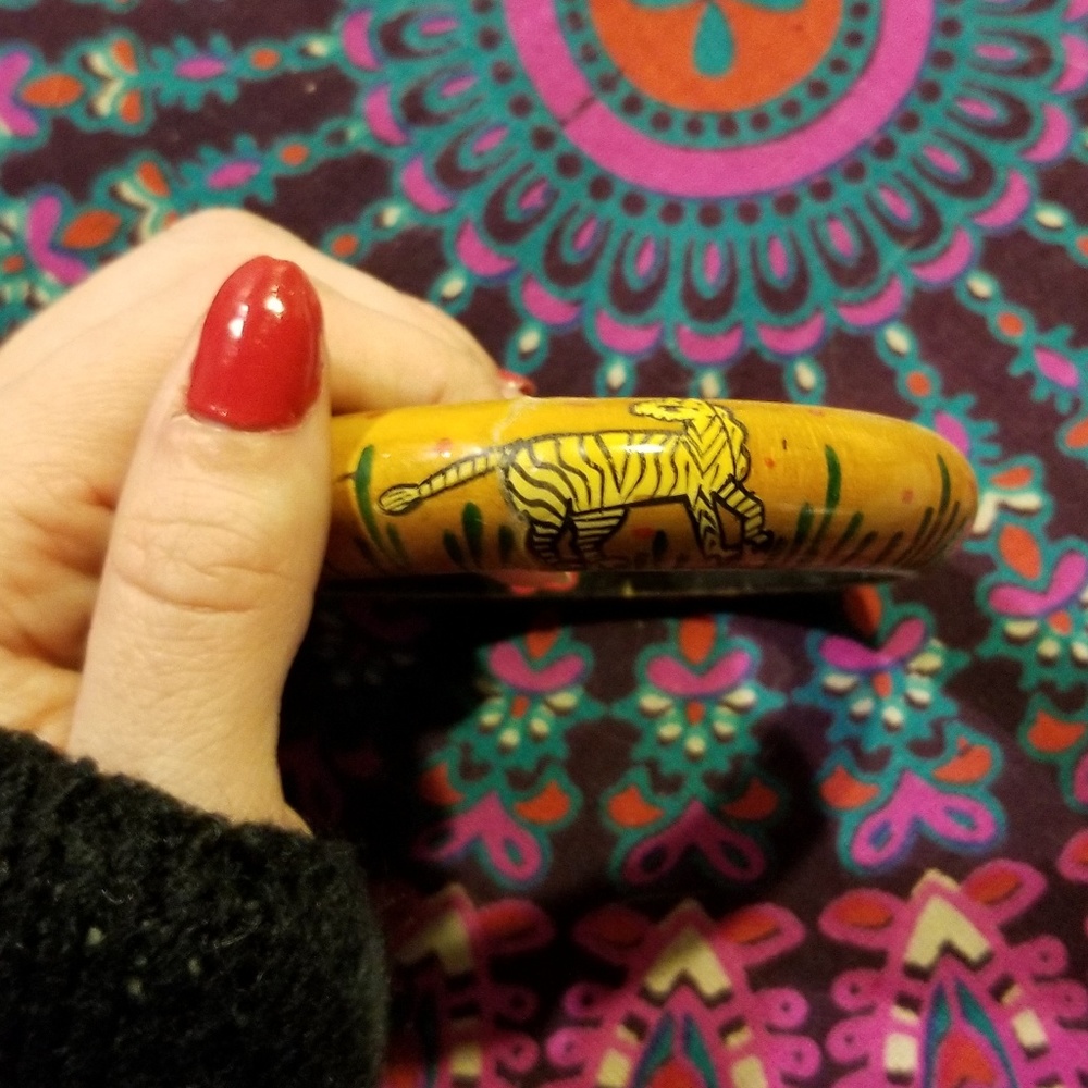 SOLD 2 Hand Painted Wooden Bangles - Picture 3 of 4